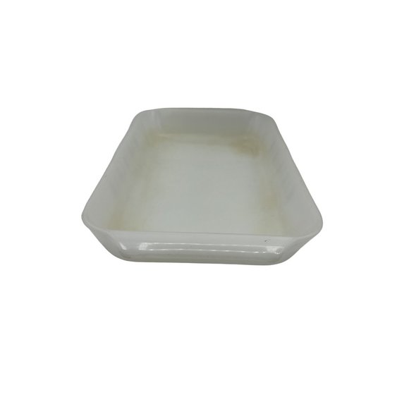 Vintage Fire King Anchor Hocking Milk Glass Cake Pan, MCM Mid Century, Candle Gl - Picture 2 of 5